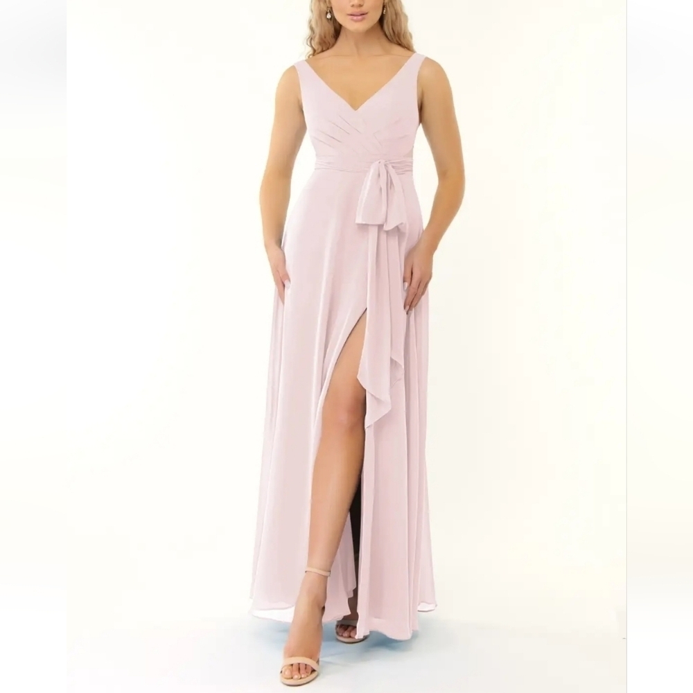 NWT‎ Azazie Alva Bridesmaid Gown in Blushing Pink